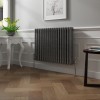 Bern 600 x 830mm Black Silver Triple Column Horizontal Traditional Radiator