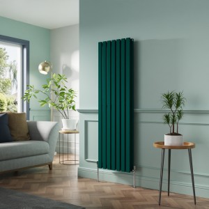 Lulea 1600 x 480mm Blue Green Double Flat Panel Vertical Designer Radiator