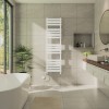 Juva 1600 x 450mm Dual Fuel White Flat Panel Thermostatic Touch Control Electric Heated Towel Rail