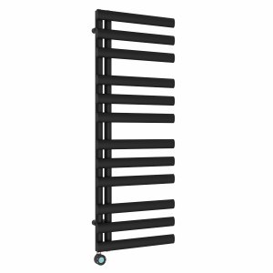 Kongsberg 1200 x 450mm Black Thermostatic Touch Control Electric Towel Rail
