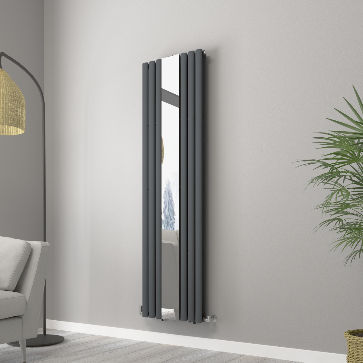 Norden 1800 x 500mm Anthracite Mirror Double Panel Vertical