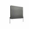 Karlstad 600 x 750mm Black Silver Double Flat Panel Horizontal Designer Radiator