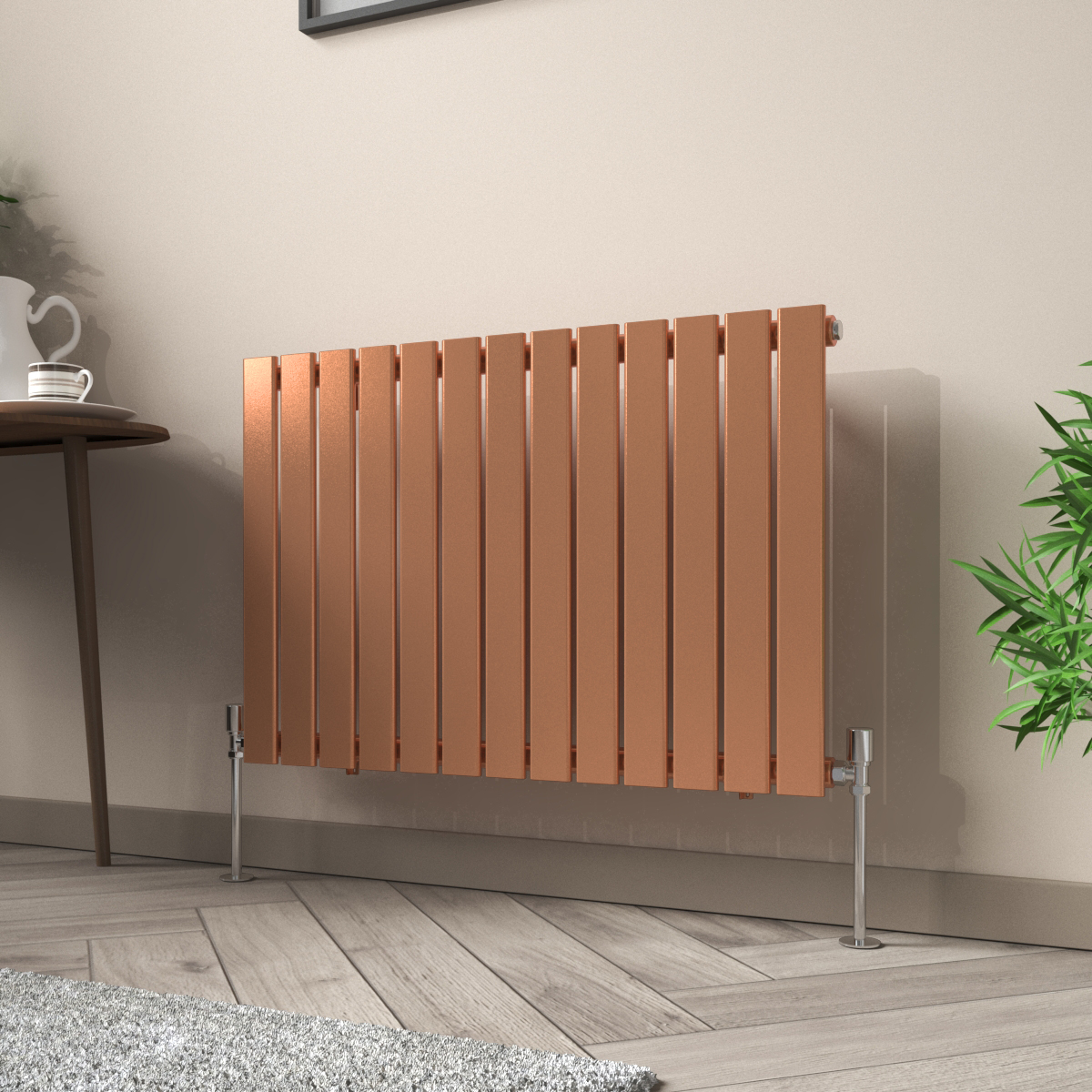 Karlstad 600 x 886mm Metallic Bronze Single Flat Panel Horizontal Designer Radiator