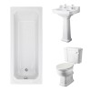 Wellington Close Coupled Toilet with Sand Seat & 560mm 2 Tap Hole Basin with 1700 x 700mm Traditional Straight Bath Single Ended