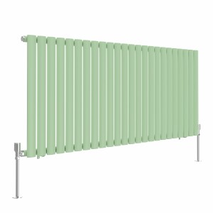 Norden 600 x 1417mm Pastel Green Single Oval Column Horizontal Designer Radiator