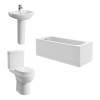 Lima Modern Bathroom Suite with Close Coupled Toilet and Essential Single Ended Bath - 1700 x 700mm - Front & End Bath Panel Included