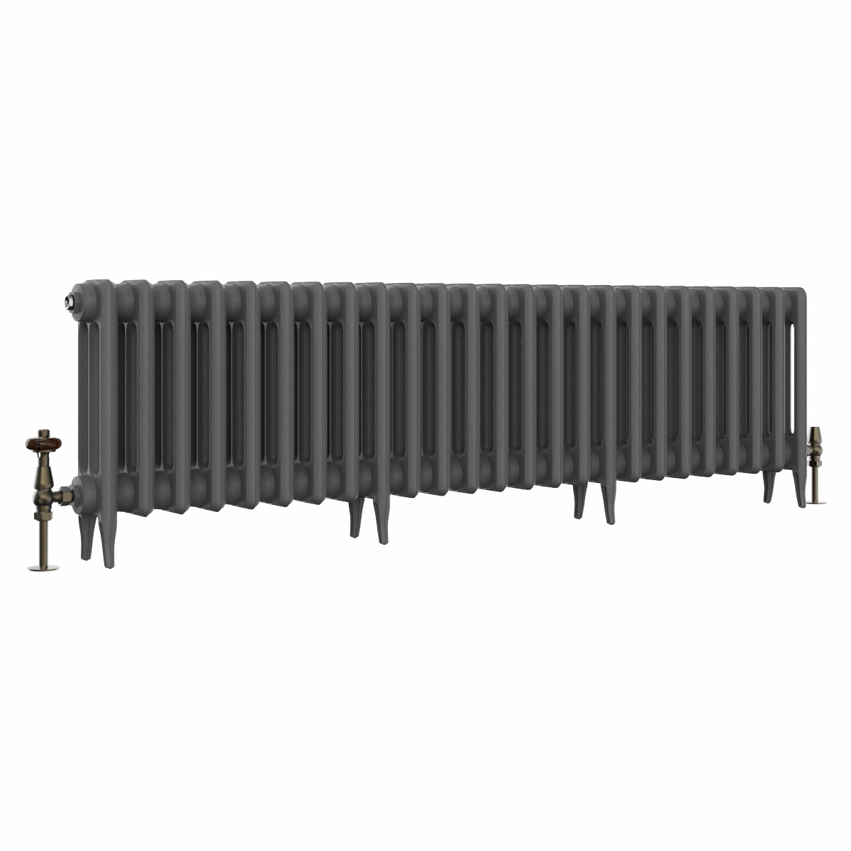 Classic  450 x 1584mm Farrow & Ball Railings Grey Triple Column Cast Iron Radiator - 25 Sections