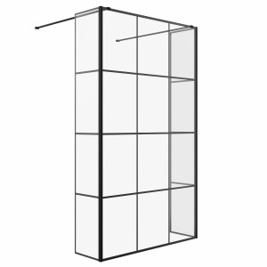 Wasdale 1215mm Black Grid Walk Through Wet Room Screen with 300mm Hinged Return Screens