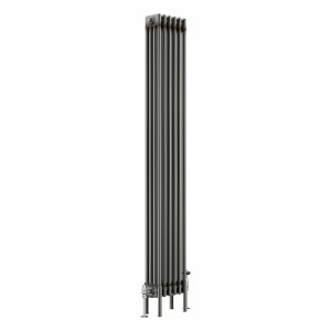 Bern 1800 x 290mm Raw Metal Four Column Vertical Traditional Radiator