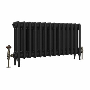 Classic 450 x 902mm Black Primered Finish Triple Column Cast Iron Radiator - 14 Sections