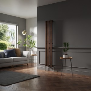 Lulea 1800 x 340mm Black Copper Single Vertical Flat Panel Designer Radiator