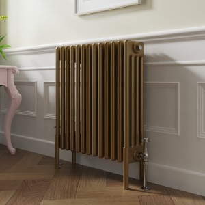 Bern 600 x 605mm Traditional Metallic Gold Horizontal Four Column Radiator