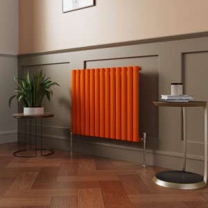 Norden 600 x 768mm Bright Orange Single Oval Column Horizontal Designer Radiator