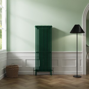 Bern 1500 x 560mm Traditional Moss Green Vertical Four Column Radiator