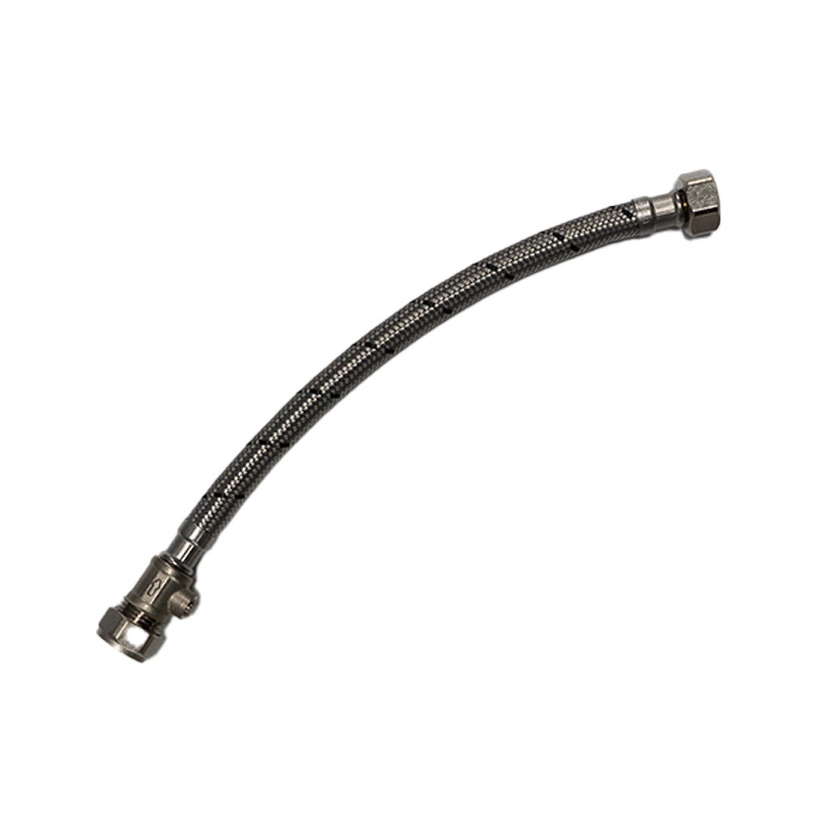 15mm x 1/2" Flexible Tap Connector With Isolation Valve 300mm - WRAS Approved