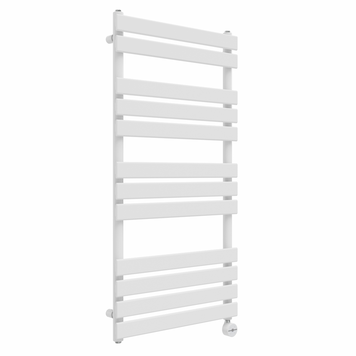 Juva 1200 x 600mm White Flat Panel Thermostatic Touch Control Electric Heated Towel Rail