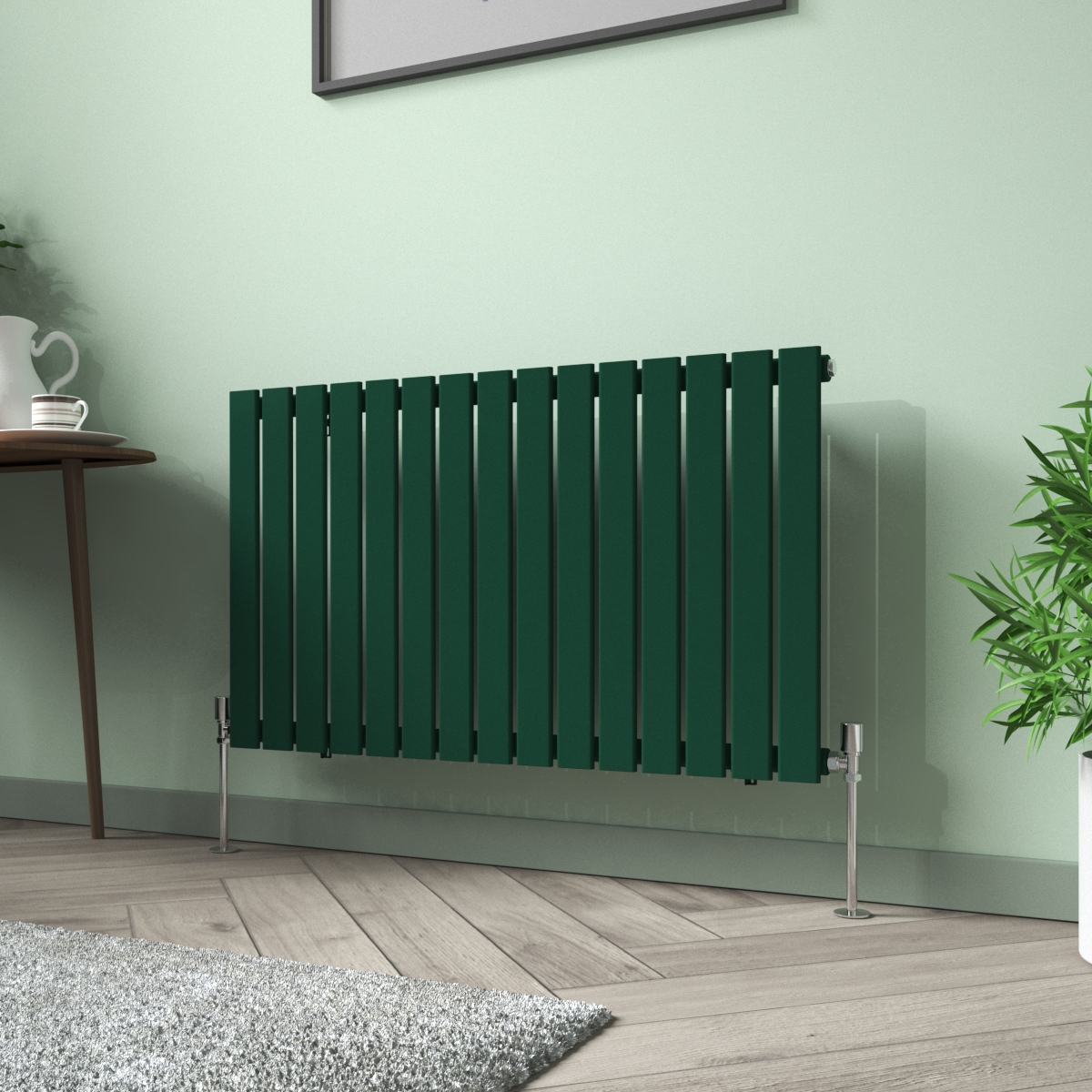 Karlstad 600 x 1022mm Moss Green Single Flat Panel Horizontal Designer Radiator