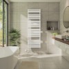Juva 1800 x 600mm White Flat Panel Thermostatic Touch Control Electric Heated Towel Rail