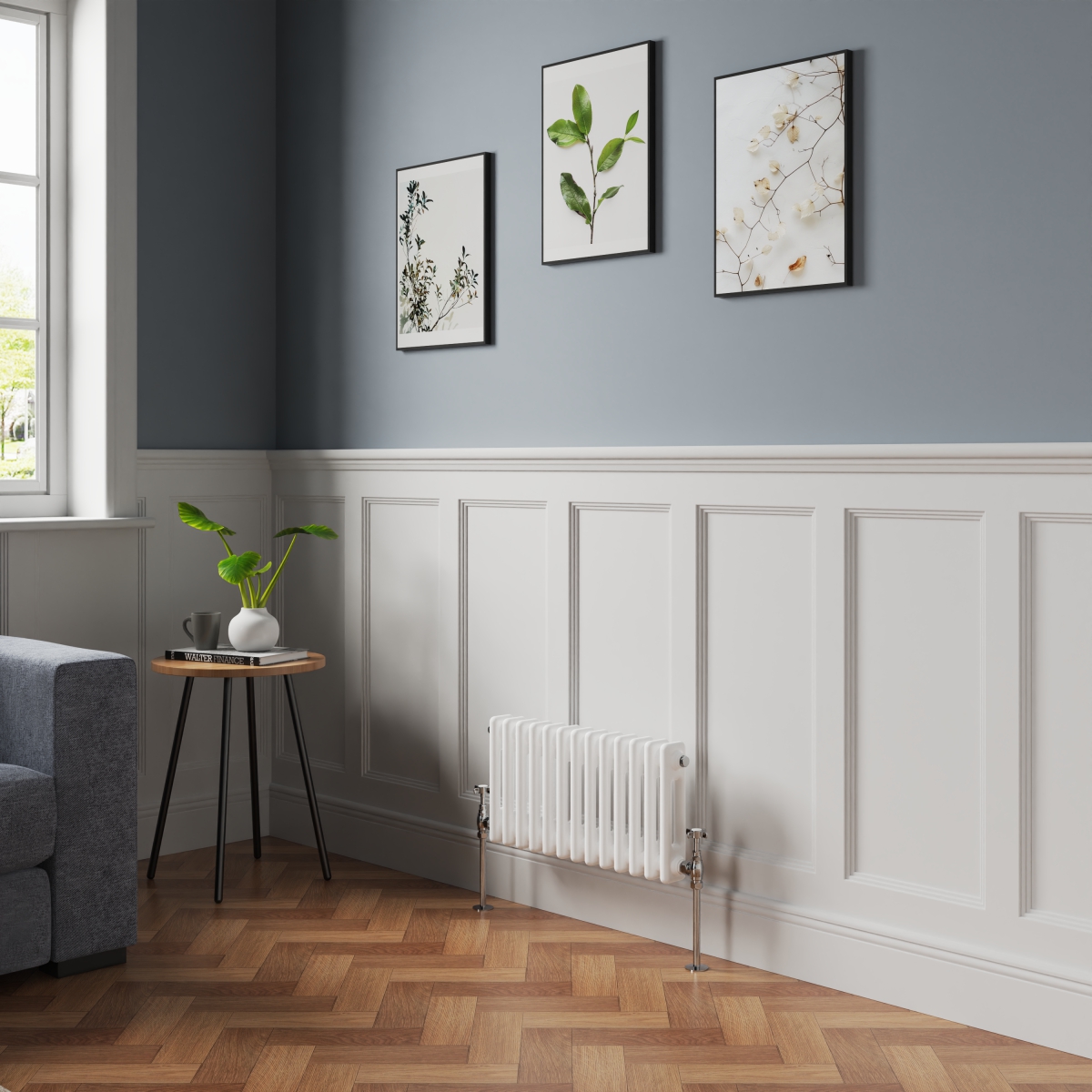 Bern 300 x 605mm White Double Column Horizontal Traditional Radiator