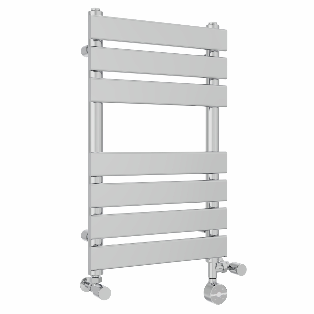 Juva 650 x 400mm Dual Fuel Chrome Flat Panel Thermostatic Touch Control Electric Heated Towel Rail