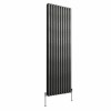Norden 1800 x 591mm Black Silver Double Vertical Oval Column Designer Radiator