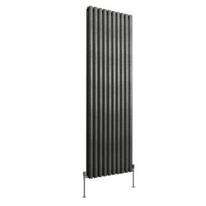 Norden 1800 x 591mm Black Silver Double Vertical Oval Column Designer Radiator
