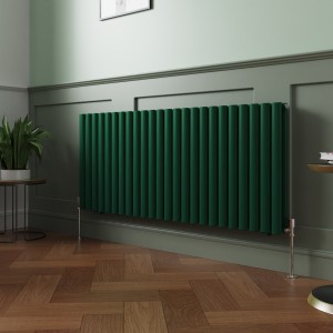 Norden 600 x 1417mm Moss Green Double Oval Column Horizontal Designer Radiator