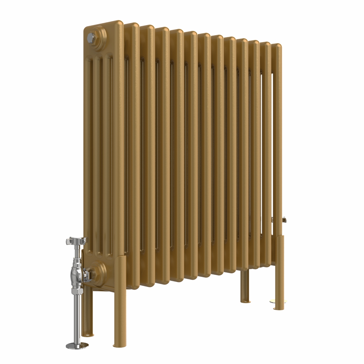 Bern 600 x 605mm Traditional Metallic Gold Horizontal Four Column Radiator