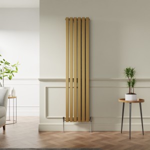 Lulea 1800 x 410mm Metallic Gold Double Flat Panel Vertical Designer Radiator