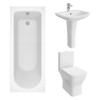 Feel Curved Modern Bathroom Suite with Close Coupled Toilet and Essential Single Ended Bath - 1700 x 700mm