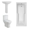 Feel Curved Modern Bathroom Suite with Straight Shower Bath - 1700 x 750mm