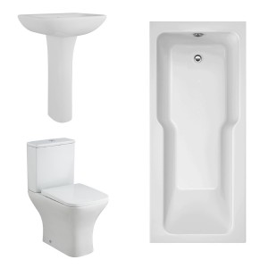 Feel Curved Modern Bathroom Suite with Straight Shower Bath - 1700 x 750mm