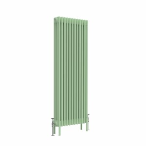 Bern 1500 x 560mm Traditional Pastel Green Vertical Four Column Radiator