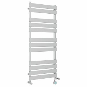Juva 1200 x 500mm Dual Fuel Chrome Flat Panel Thermostatic Touch Control Electric Heated Towel Rail
