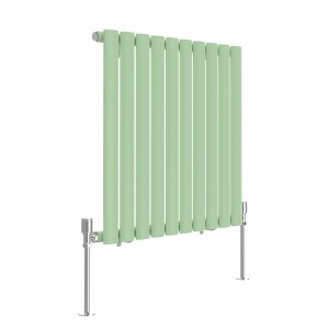 Norden 600 x 591mm Pastel Green Single Oval Column Horizontal Designer Radiator