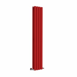 Lulea 1600 x 270mm Signal Red Double Flat Panel Vertical Designer Radiator