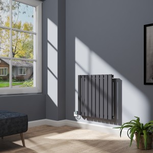 Karlstad 600 x 614mm Anthracite Flat Panel Horizontal Wifi Electric Radiator - 600W