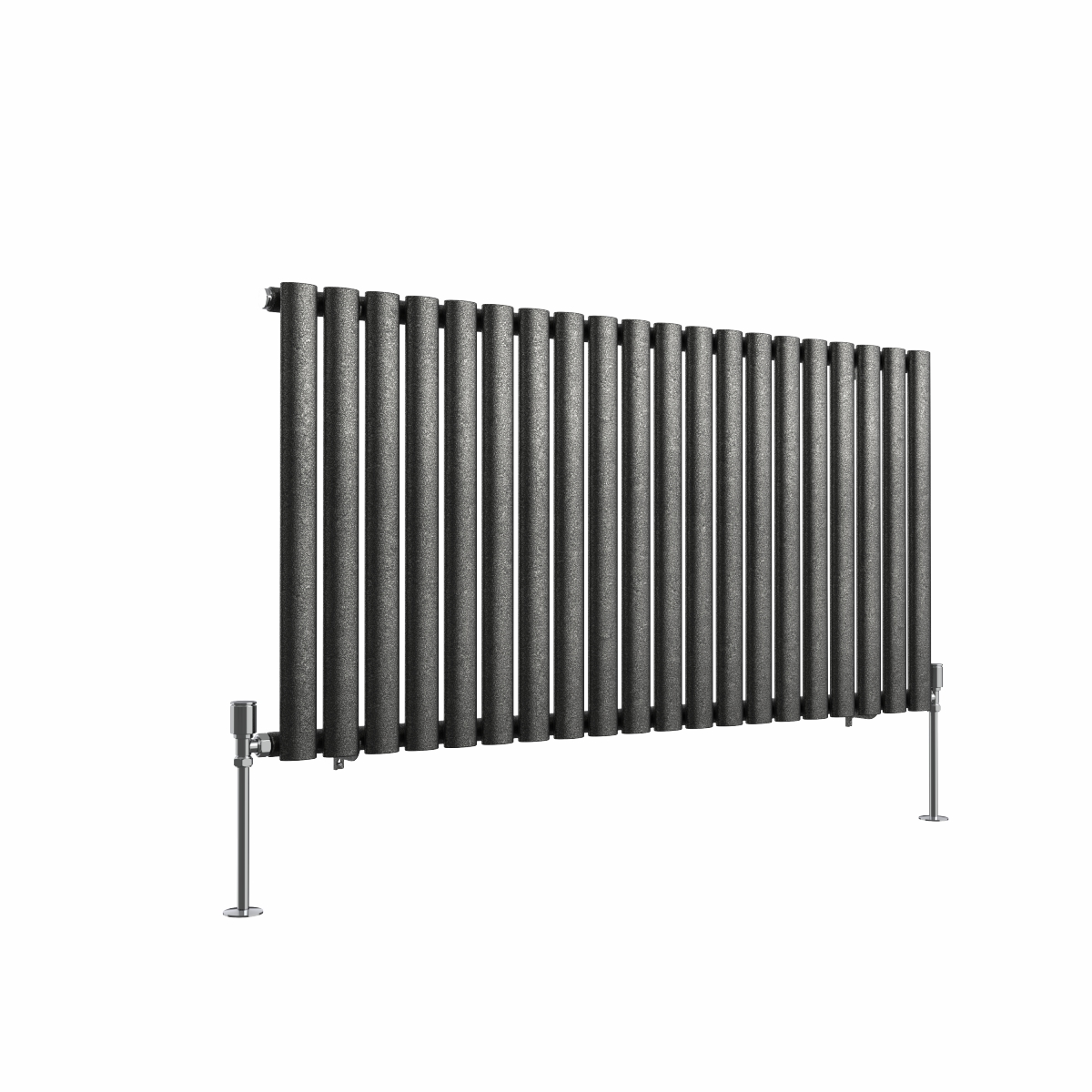 Norden 600 x 1181mm Black Silver Single Horizontal Oval Column Designer Radiator