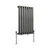 Norden 600 x 414mm Black Silver Single Oval Column Horizontal Designer Radiator