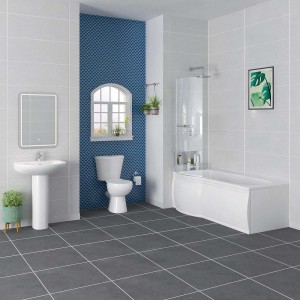 Splash Bathroom Suite with 1700mm Left Hand P Shape Shower Bath