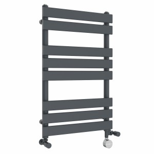 Juva 800 x 500mm Dual Fuel Sand Grey Flat Panel Thermostatic Touch Control Electric Heated Towel Rail