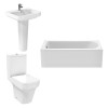 Avola Modern Bathroom Suite with Close Coupled Toilet and Essential Single Ended Bath - 1700 x 700mm - Front Bath Panel Included