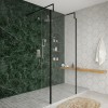 Wasdale 900mm Black Walk Through Wet Room Screen with 300mm Hinged Return Screens & L- Shape Support Arms