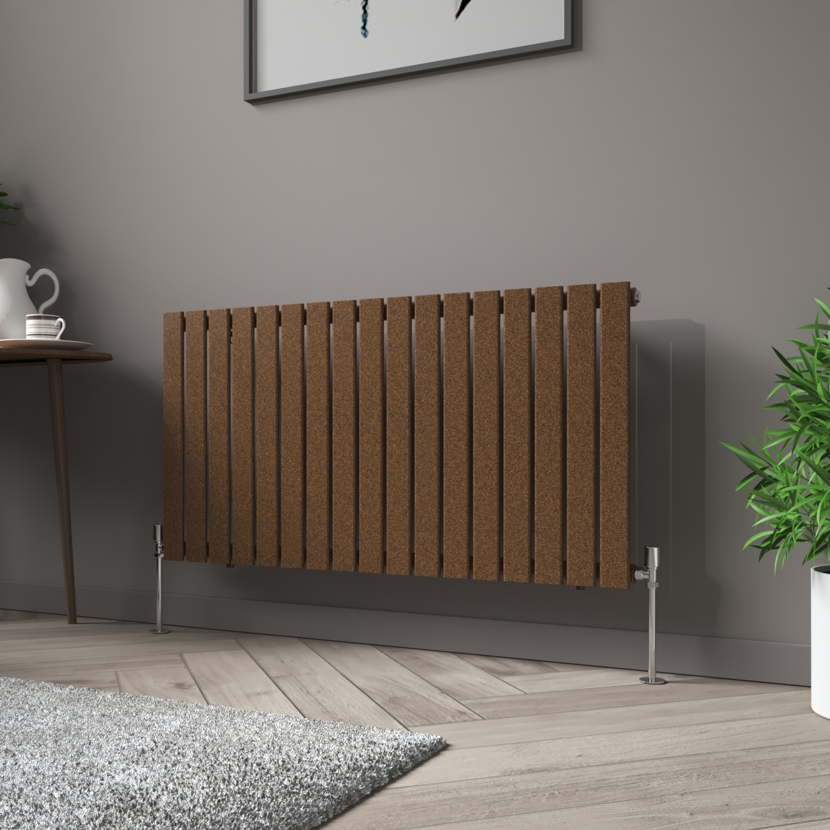 Karlstad 600 x 1158mm Black Copper Single Horizontal Flat Panel Designer Radiator