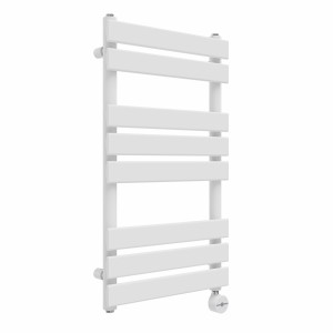 Juva 800 x 450mm White Flat Panel Thermostatic Touch Control Electric Heated Towel Rail