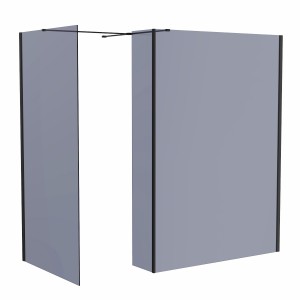 Wasdale 1100mm Wet Room Screen, 700mm Wet Room Screen with 300mm Wet Room Return Screen - Black Smoked