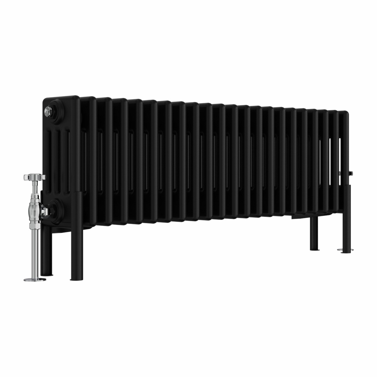 Bern 300 x 1010mm Black Four Column Horizontal Traditional Radiator