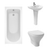 Fresh Curved Modern Bathroom Suite with Back to Wall Toilet and Essential Single Ended Bath - 1500 x 700mm
