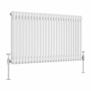 Bern 600 x 1190mm White Double Column Horizontal Traditional Radiator