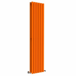 Lulea 1800 x 410mm Bright Orange Double Flat Panel Vertical Designer Radiator